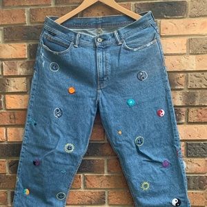 Hand embroidered Dad Jeans